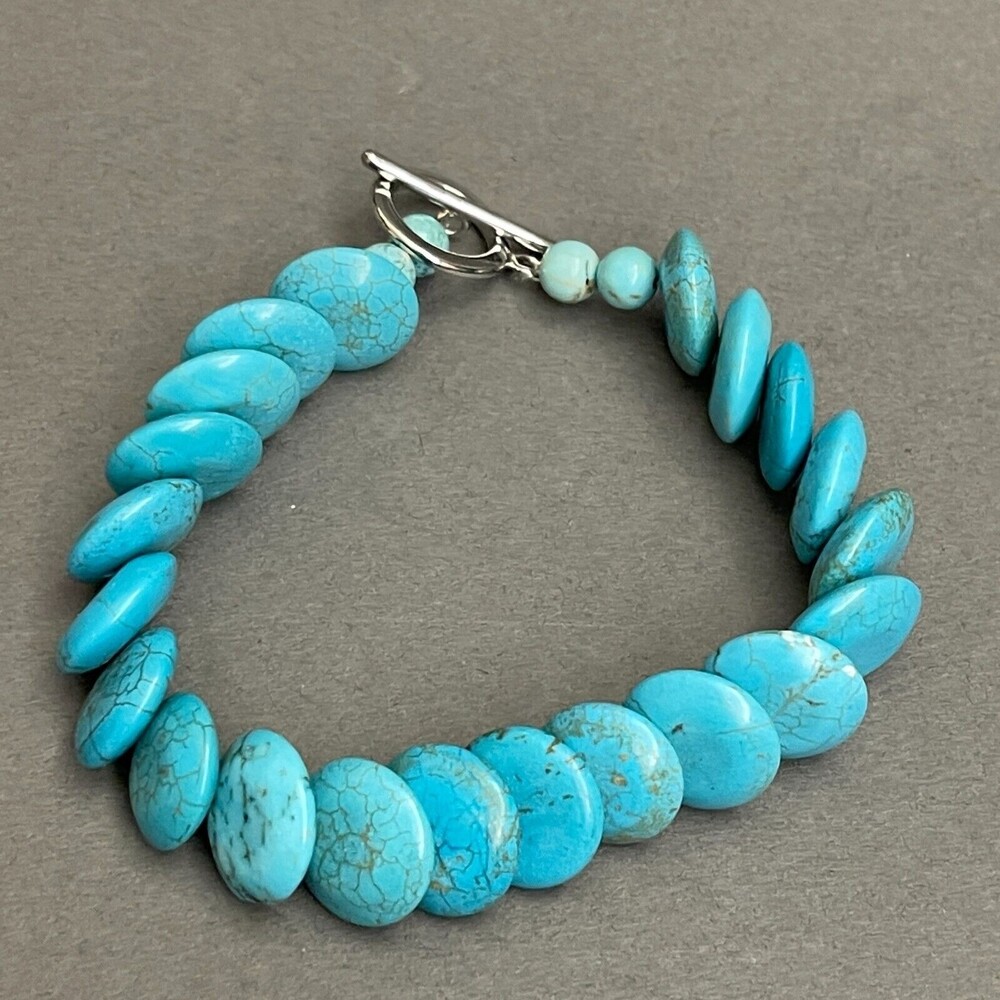 Aqua Blue Round Beads Women's Fashion Bracelet